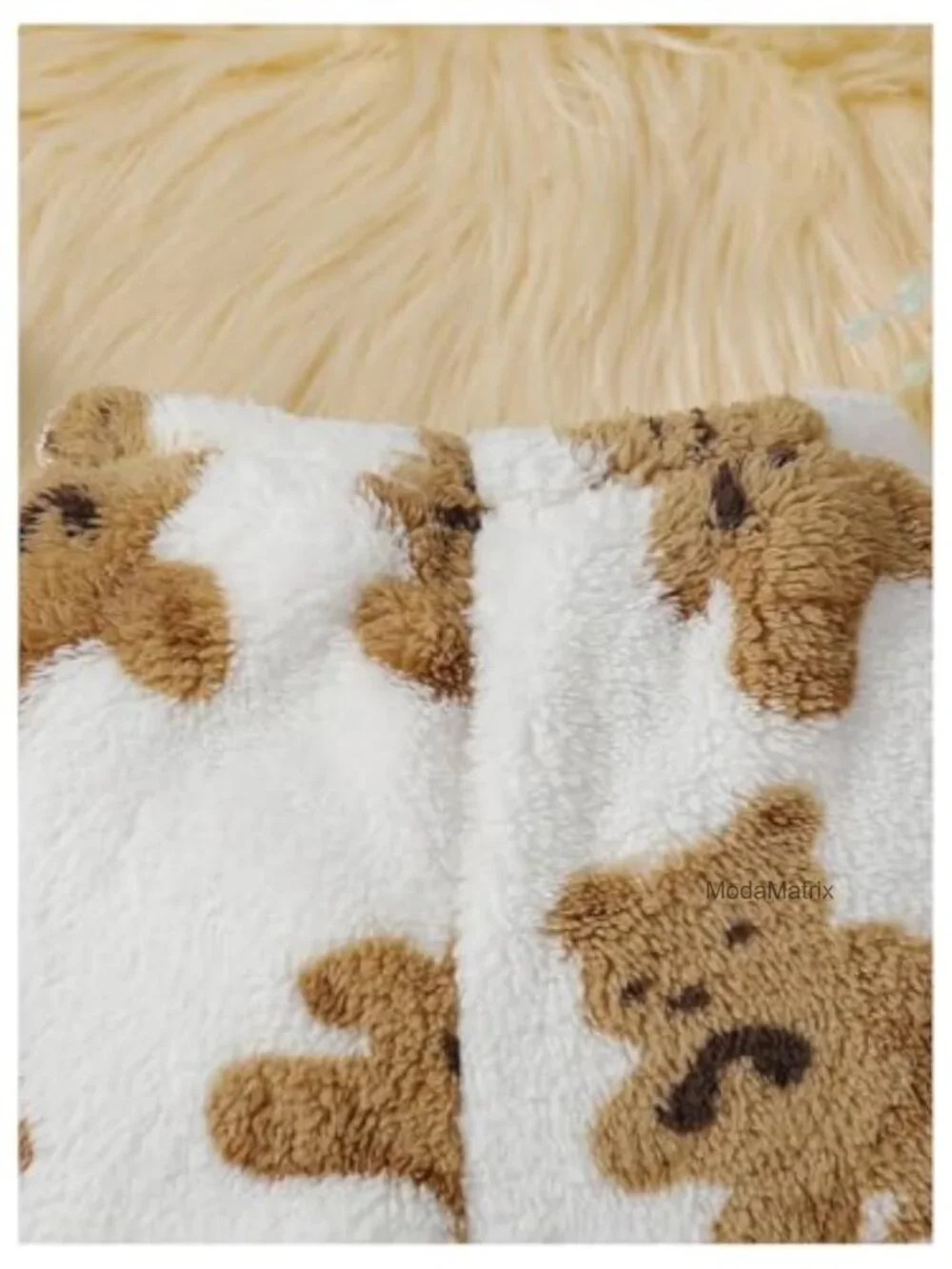 Girls Fuzzy Teddy Bear Sweatpants Elastic Waist Baggy Winter Pants